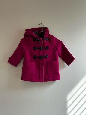 GAP Pink Hooded Pea Coat with Toggle Closures